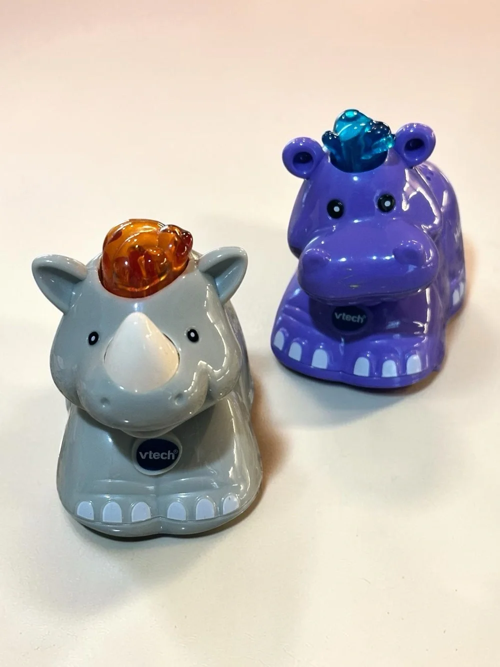 VTech Go Go Smart Animals Lot Hippo and Rhino Electronic Interactive Toys Tested